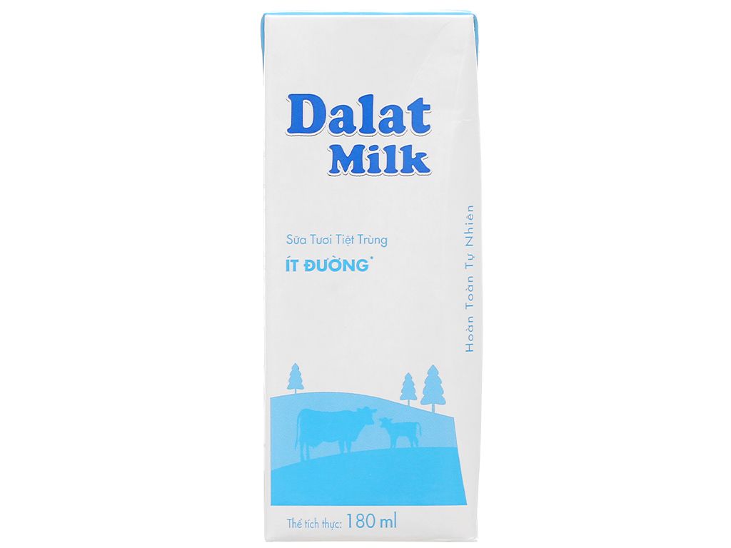 DA.M.F- Sữa tươi ít đường Dalat milk 180ml - Less Sugar UHT Fresh Milk Dalatmilk 180ml ( Box )