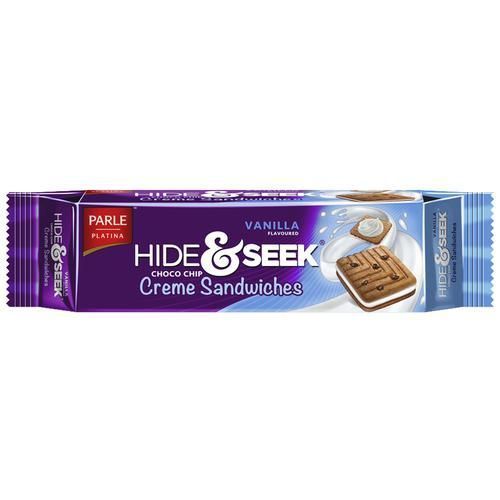SN.PC- Vanilla Flavor Choco Chip Creme Sandwich Cookies Hide & Seek Parle Platima 112.5g