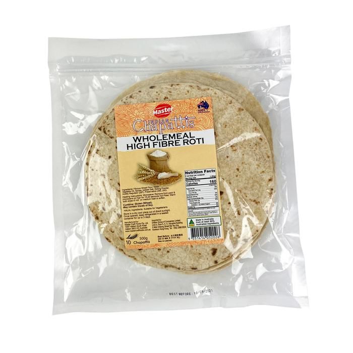 MW- Wholemeal High Fibre Roti Chapattis Master Craft 500g ( pack )