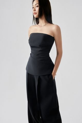 Strapless top - Reina Pleated Wide leg Pants