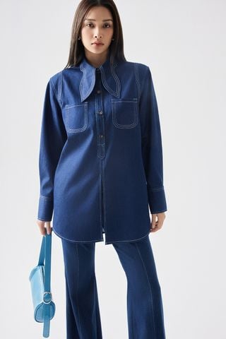 Cassidy Denim Shirt - Reina High-rise Flared Pants