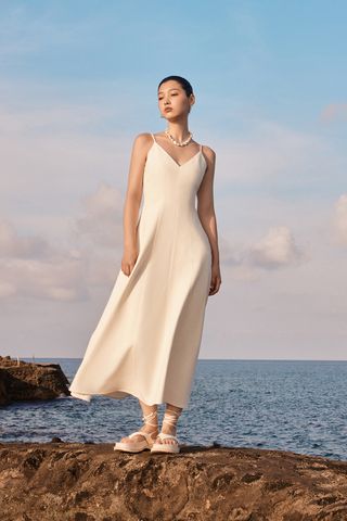 Reina twill midi dress