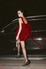 Valentine strapless cotton-blend velvet bubble mini dress