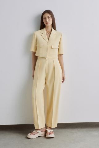 Alina Cropped Wool-Twill Shirt - Pleated Wool-Twill Tapred Pants