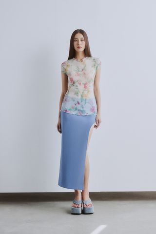 Floral Crinkled-chiffon Top