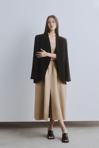 Twill Blazer without lapels - Grace Linen-blend Midi Dress