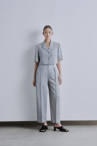 Alina Cropped Wool-Twill Shirt - Pleated Wool-Twill Tapred Pants