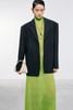 Sid Oversized Pinstriped Blazer Jacket - Santo Crochet-knit Turtleneck Dress - Kelly Green - Dark grey
