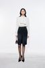 Femme pussy-bow silk blouse - Sid Pinstriped Skirt - White - Dark Grey