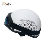 Mũ Bảo Hiểm Nửa Đầu Màu Trắng Hình Gấu Kèm Kính Thời Trang, An Toàn - B'COLOR