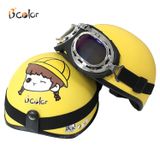 Mũ Bảo Hiểm Nửa Đầu Màu Vàng Nhám Họa Tiết Kèm Kính Thời Trang B'COLOR