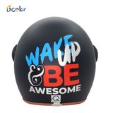 Mũ bảo hiểm 3/4 thương hiệu B'color - Wake Up Be Awesome (sau)