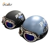 Mũ Bảo Hiểm Nửa Đầu Có Họa Tiết Kèm Kính Phi Công Thời Trang- B'COLOR