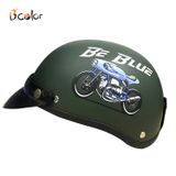 Mũ bảo hiểm xanh bộ đội gắn le B'color