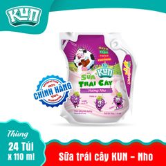 Thùng 24 Túi Sữa Trái Cây KUN Hương Nho 110ml