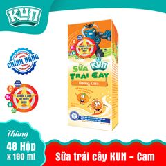 Thùng 48 Hộp Sữa Trái Cây KUN Hương Cam 180ml