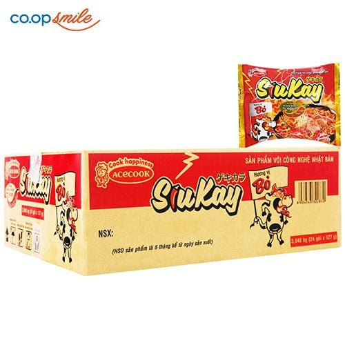 Mì Siukay Ace. Vị bò thùng 24x127g