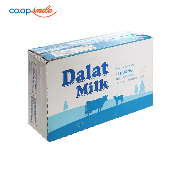 Sữa tươi tiệt trùng Đà Lạt ít đường thùng 48x180ml