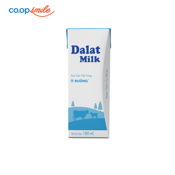 Sữa tươi tiệt trùng Đà Lạt ít đường 180ml