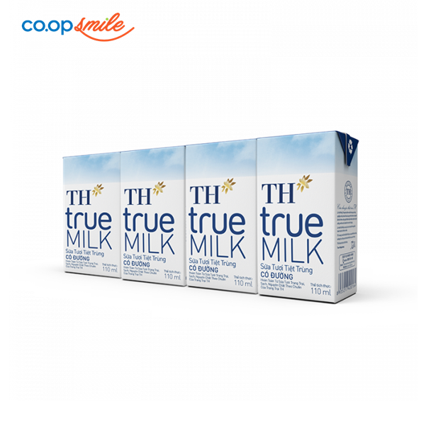 Sữa tươi tiệt trùng TH có đường 4x110ml
