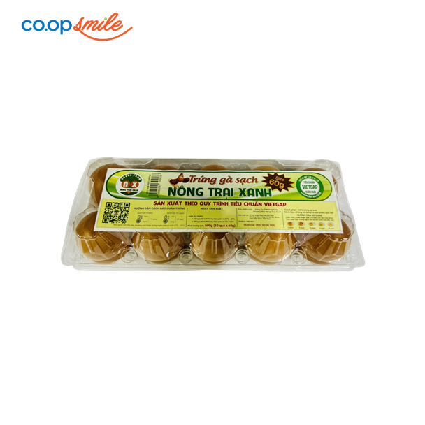 Trứng gà 10 trứng x 60g nông trại xanh