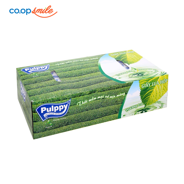 Khăn giấy hộp PULPPY trà xanh 100M