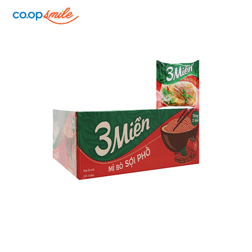 Mì Reeva 3 Miền bò sợi phở thùng 30 gói x 65g