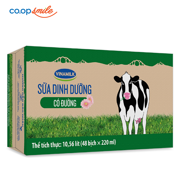 Sữa dinh dưỡng Vinamilk có đường thùng 48x220ml
