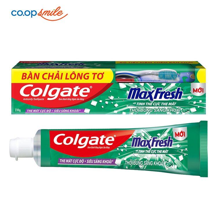Kem đánh răng Colgate Maxfresh thổi bừng sảng khoái 230g + Bàn chải đánh răng
