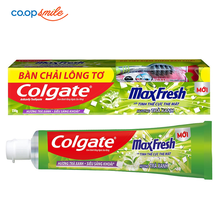 Kem đánh răng Colgate Maxfresh trà xanh 230g + Bàn chải đánh răng