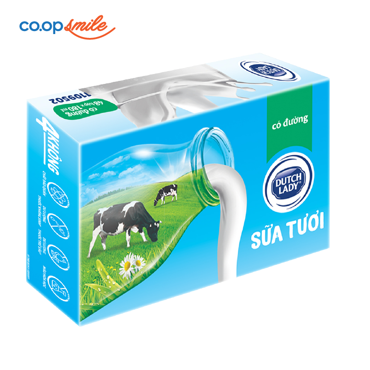 Sữa tiệt trùng Dutch Lady  có đường hộp giấy 48x180ml