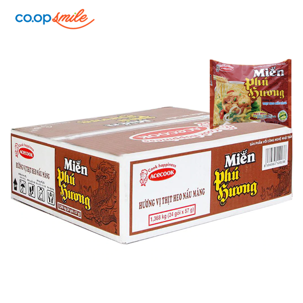 Miến PHÚ HƯƠNG thịt heo nấu măng thùng 24 gói x 57g