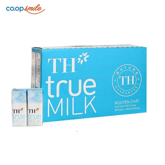 Sữa tươi tiệt trùng TH không đường thùng 48x180ml