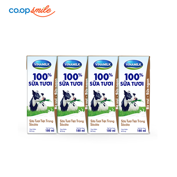 Sữa tươi tiệt trùng Vinamilk 100% soco lốc 4x180ml