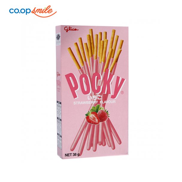 Bánh que POCKY GLICO dâu hộp giấy 38g