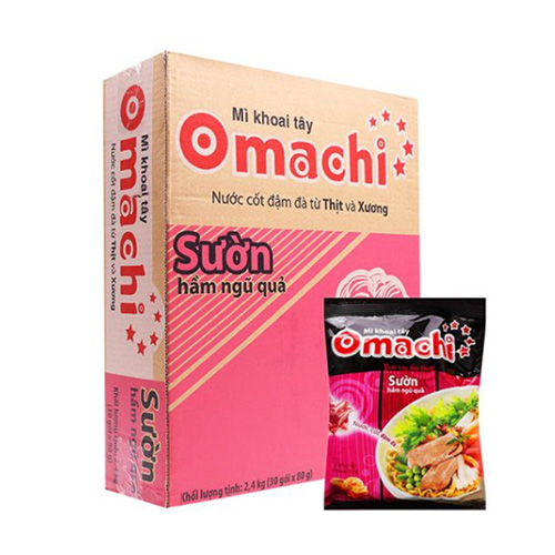 Mì OMACHI sườn hầm ngũ quả thùng 30x80g