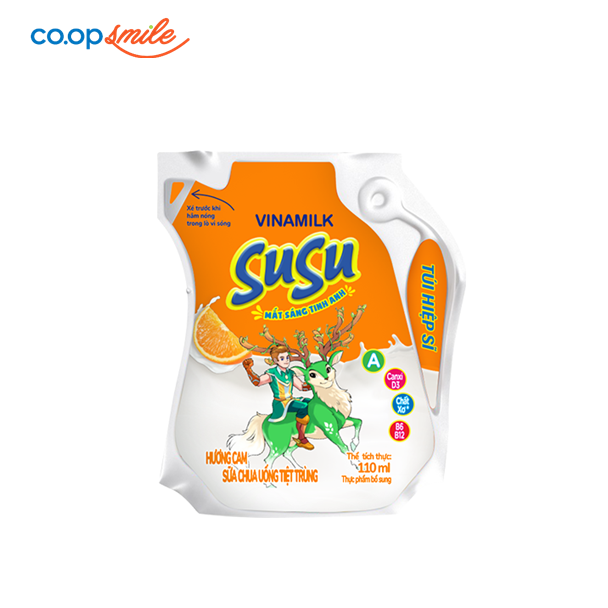Sữa chua uống tiệt trùng VINAMILK SuSu cam gói 110ml