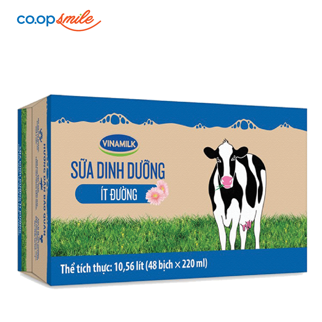 Sữa dinh dưỡng Vinamilk ít đường thùng 48x220ml