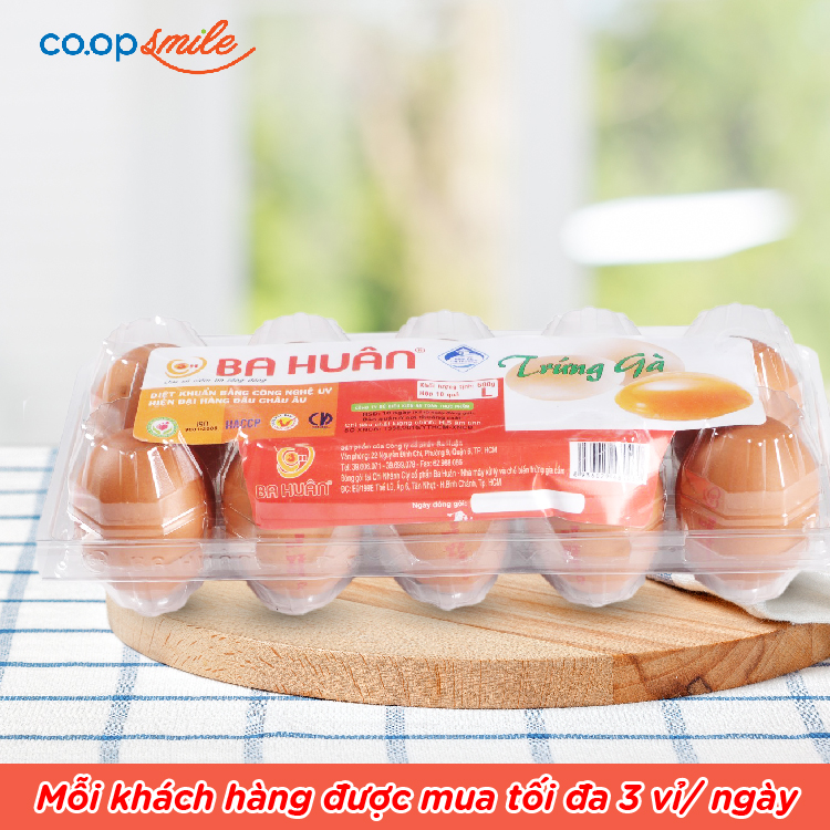 Trứng gà BA HUÂN hộp 10 trứng