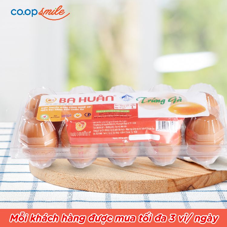 Trứng gà BA HUÂN hộp 10 trứng