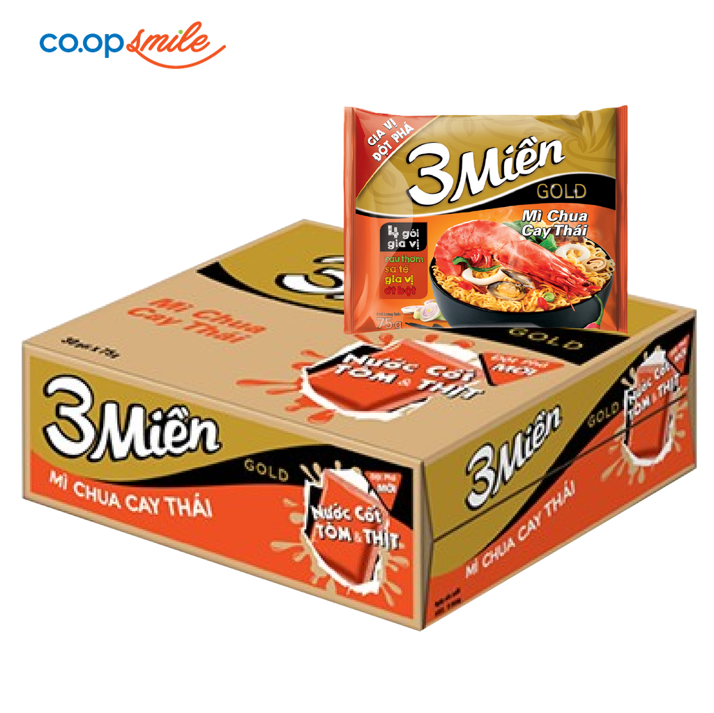 Mì Reeva 3MIEN chua cay thái thùng 30x75g