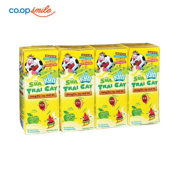 Sữa trái cây KUN nhiệt đới lốc 4x180ml