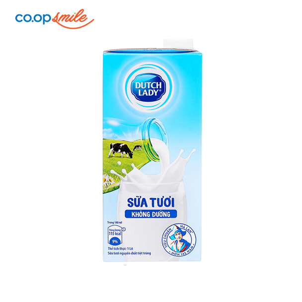 Sữa tươi tiệt trùng Dutch Lady không đường hộp giấy 965 ml