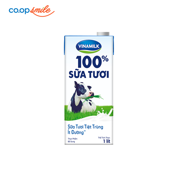 Sữa tươi tiệt trùng Vinamilk 100% ít đường hộp giấy 1 lít