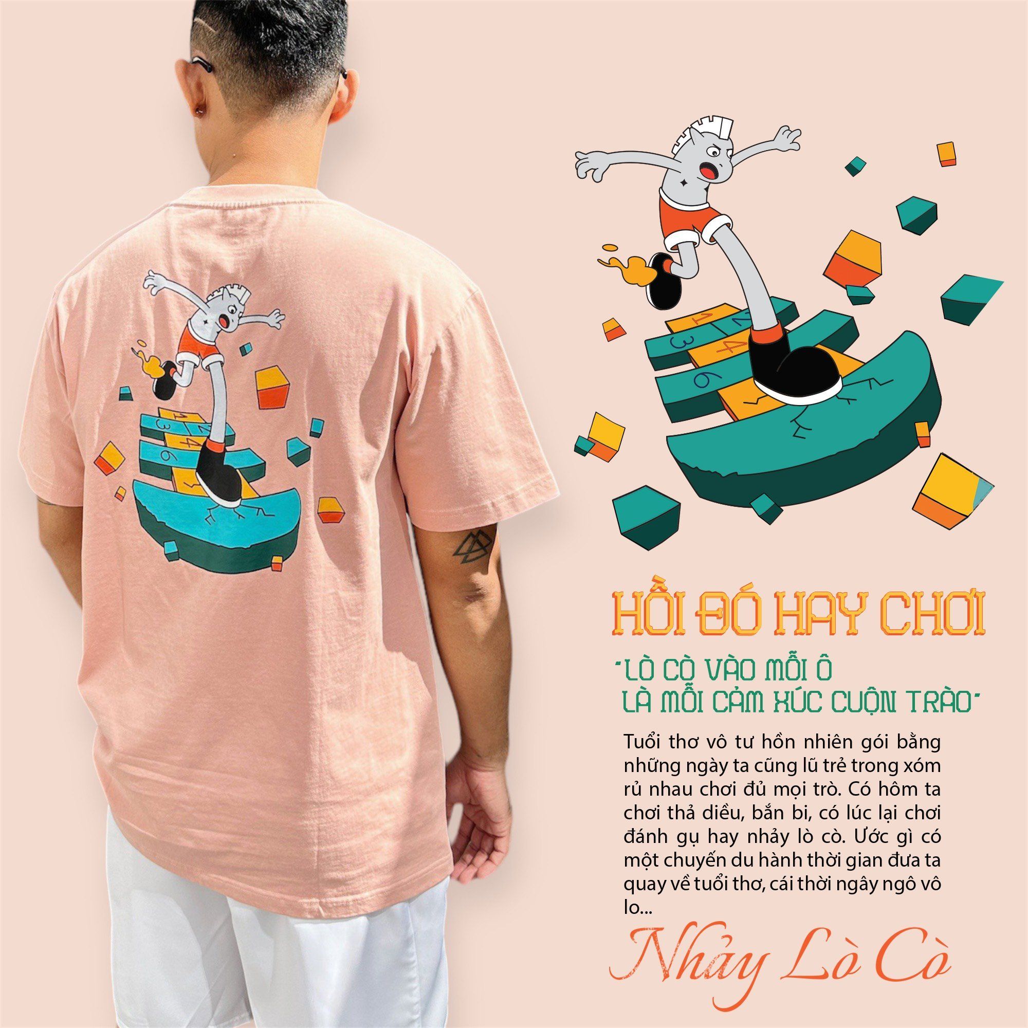  Áo Phông - Áo thun Casual Unisex SOR Hồi Đó Hay Chơi Nhảy Lò Cò TGP240107 