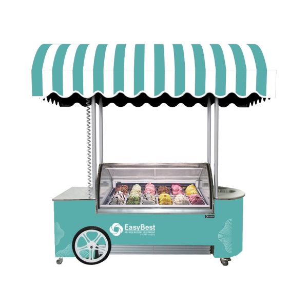 Xe Đẩy Trưng Bày Kem Gelato EasyBest Ice Cart Sunny 12 | Tủ Trưng Bày Kem Gelato