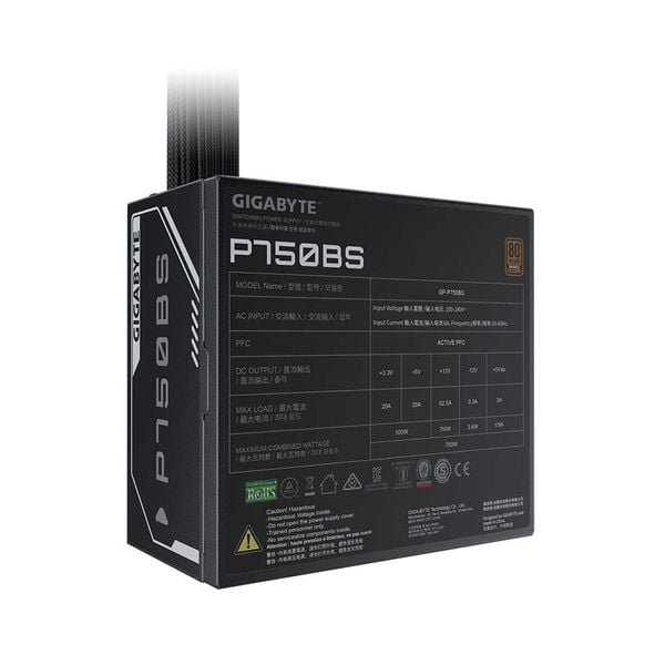 Nguồn máy tính GIGABYTE GP-750BS 750W 80 Plus Brozen Đen/Black