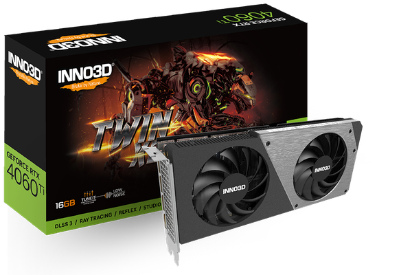 Card màn hình Inno3D Geforce RTX 4060Ti 16GB TWIN X2 16GB GDDR6 - Đen/Black
