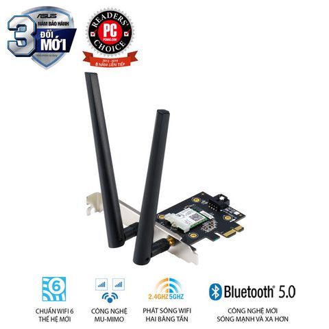Card Wifi Asus Wifi 6 PCI Asus PCE-AX3000 Chuẩn AX3000 (Blutooth 5.0 , IEEE 802.11 ax)