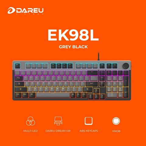 Bàn phím cơ DareU EK98L V2 Dream Switch Đen Xám/Grey Black